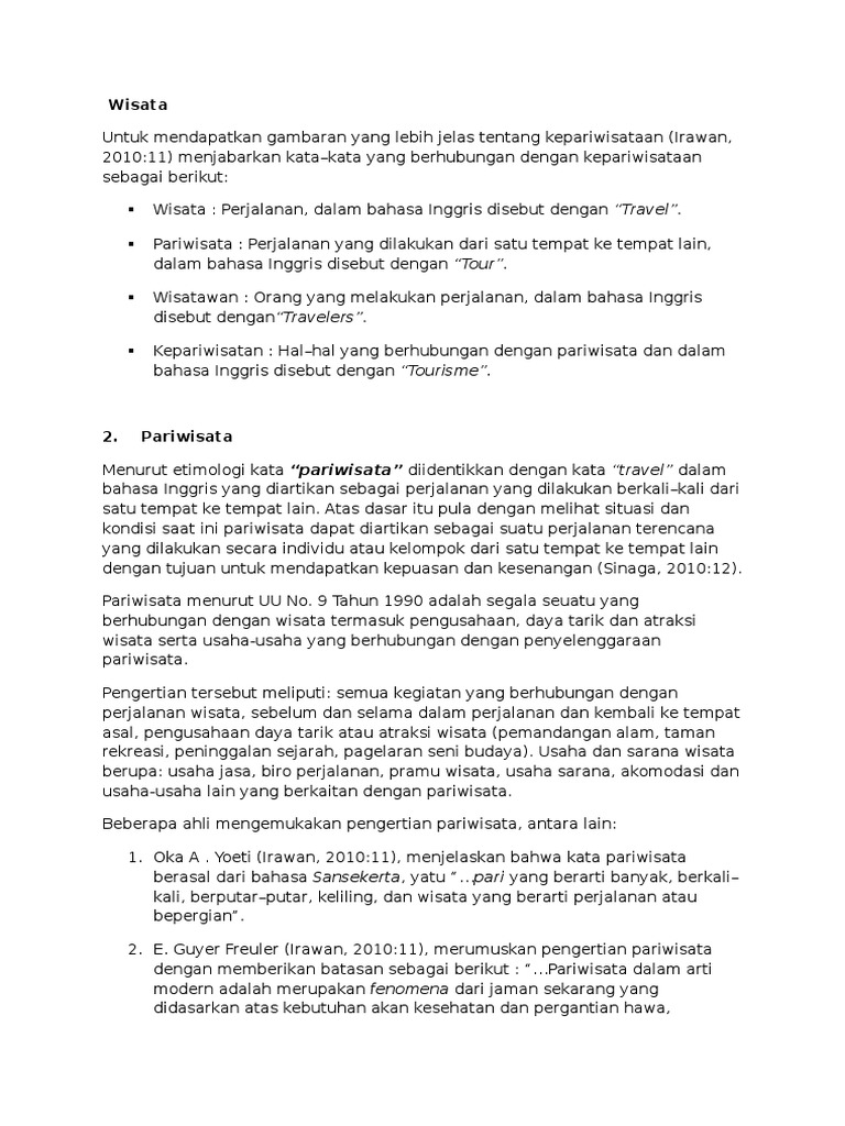 Pengertian Wisata Menurut Para Ahli Pdf