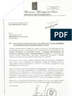 Carta Del Alcalde Iván Arciénaga Postulando A Sucre A La X Cumbre Hemisférica de Autoridades Locales "ExperienciAmérica" en 2016