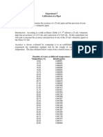 Experiment 3 Calibration of A Pipet: Temperature (°C) Density (G/ML)