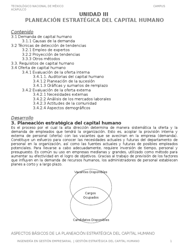 Unidad 3 Planeación Estratégica Del Capital Humano | PDF | Recursos
