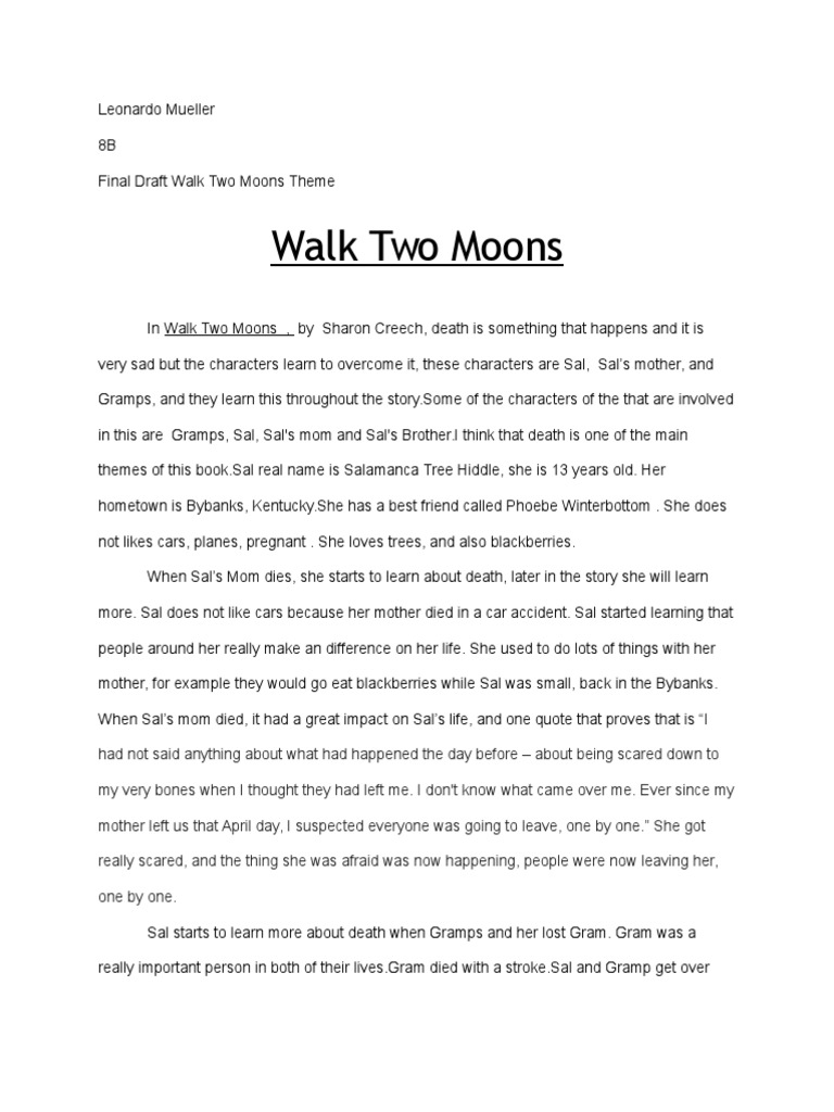 walk two moons essay questions