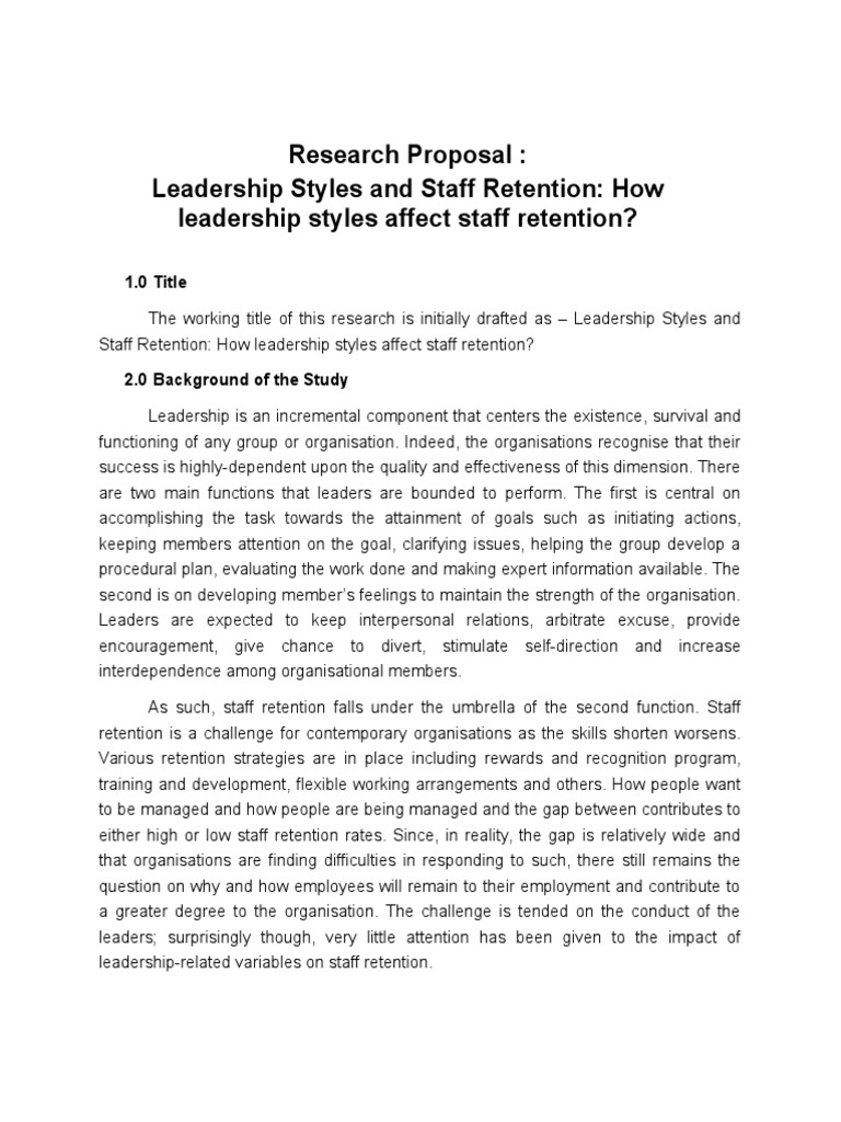 sample of research proposal on leadership styles