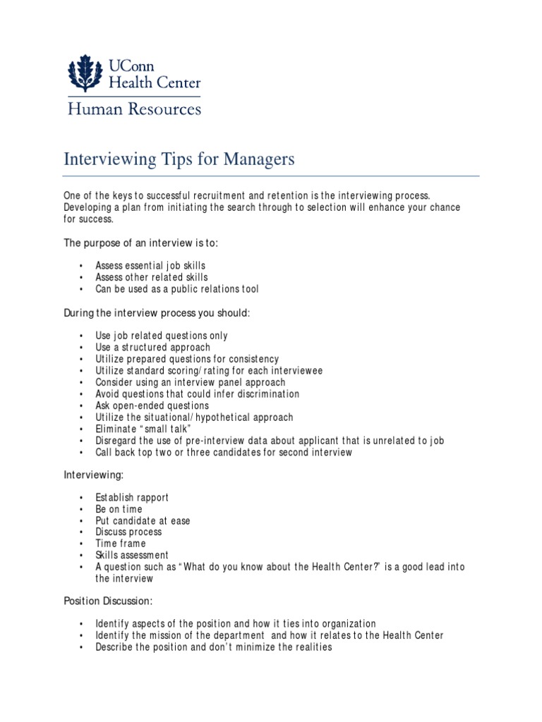 Effective Interviewing Tips for Managers | PDF | Disability | Employment