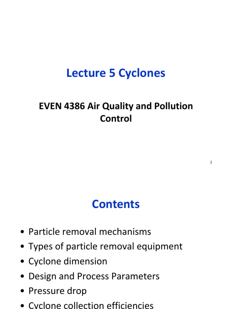 Lec. 5 Cyclones | PDF | Phases Of Matter | Mechanical Engineering