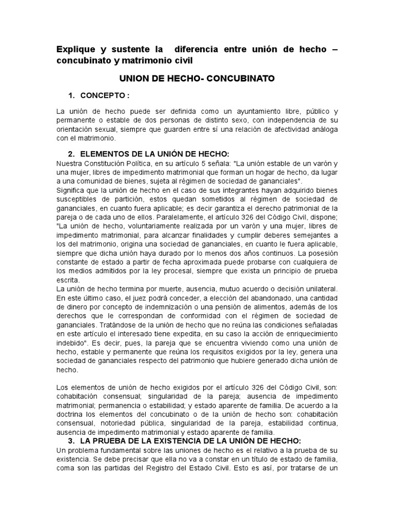 Concubinato y Matrimonio Matrimonio Evidencia (ley)