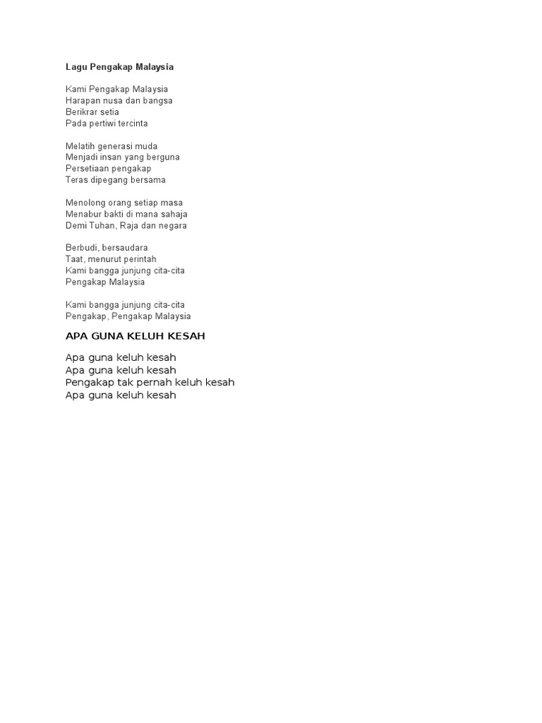 Lirik Lagu Pengakap Malaysia PDF