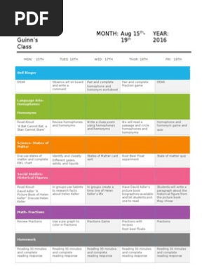 weekly agenda