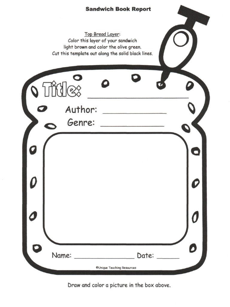 sandwich book report template pdf