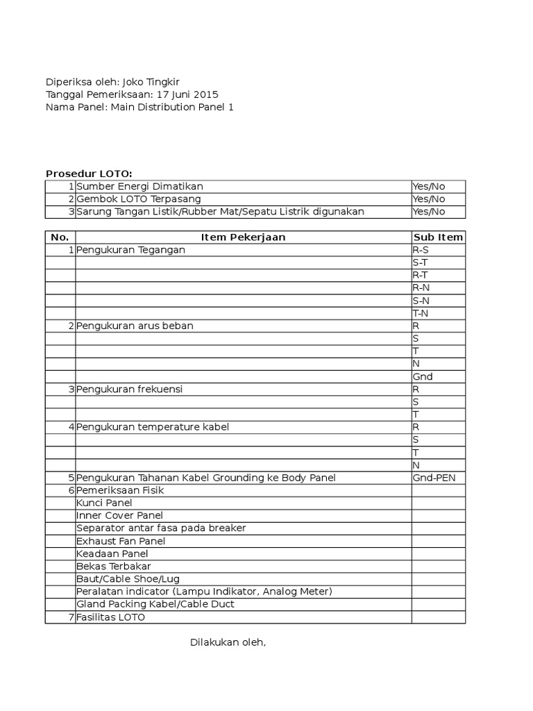 Contoh Maintenance Panel Listrik Contoh Maintenance Panel Listrik