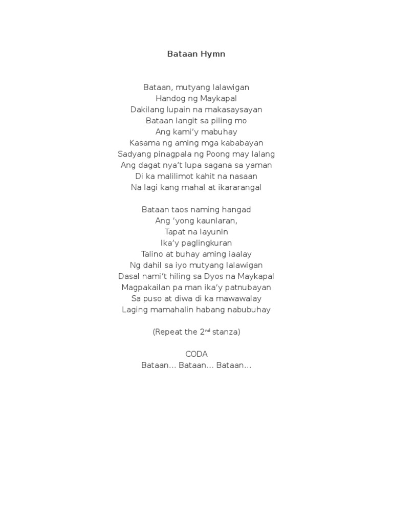 Deped Bataan Hymn Lyrics