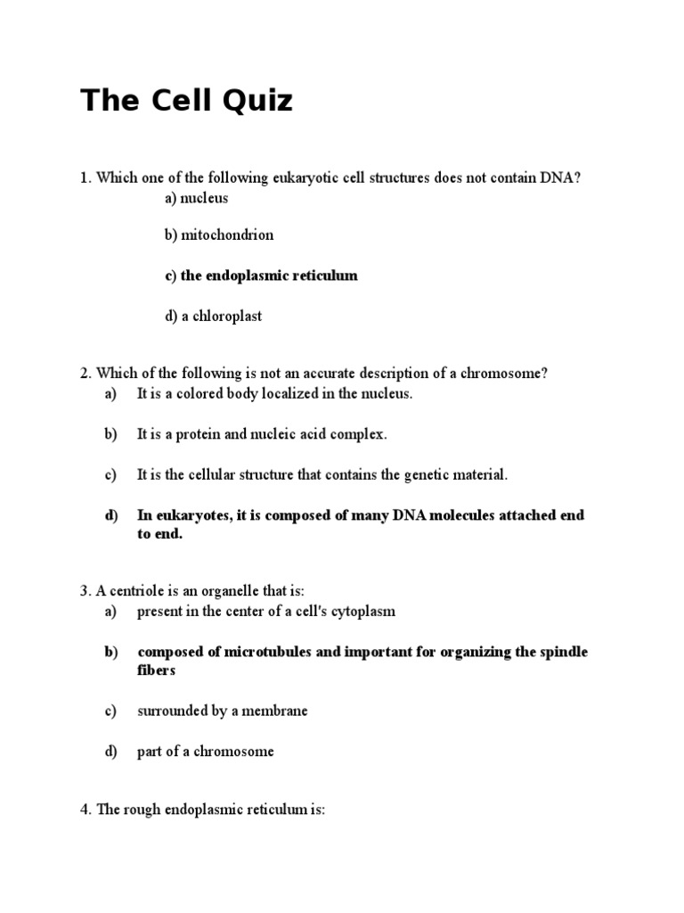 The Cell Quiz PDF Cell (Biology) Cell Membrane