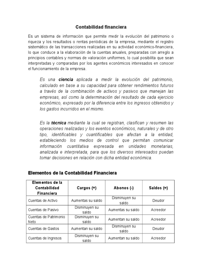 Elementos de la Contabilidad Financiera | PDF | Contabilidad ...