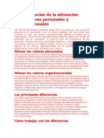 Las Diferencias de La Alineación Entre Valores Personales y Organizacionales