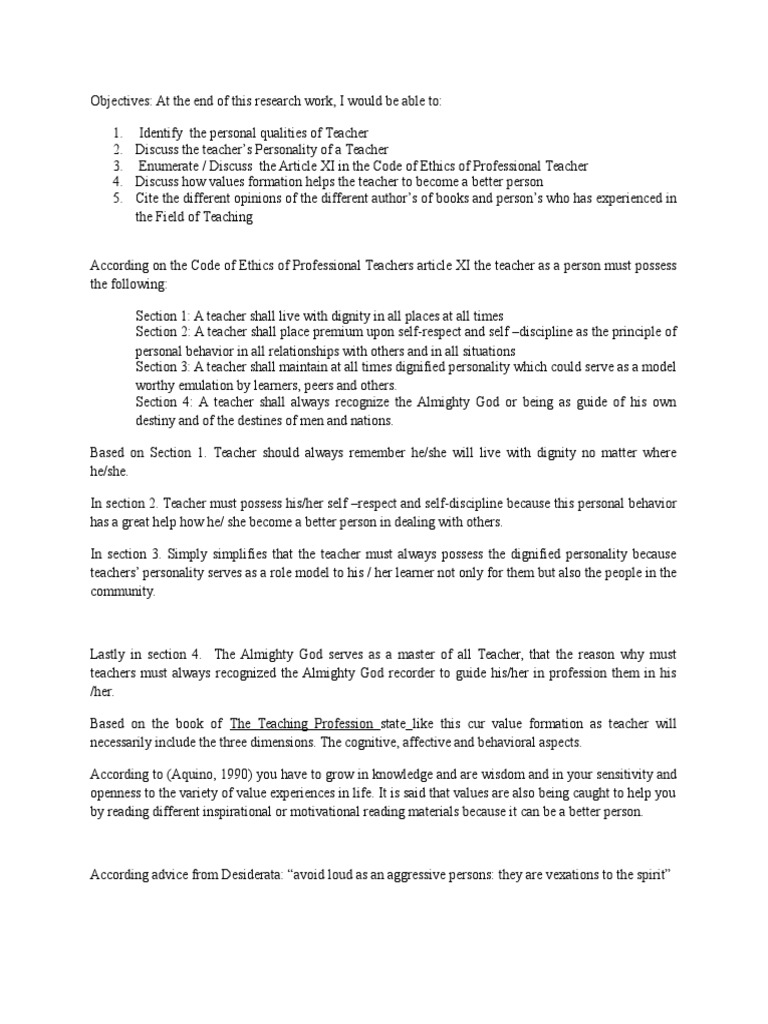 Code Of Ethics Of Professional Teachers Teachers Leadership