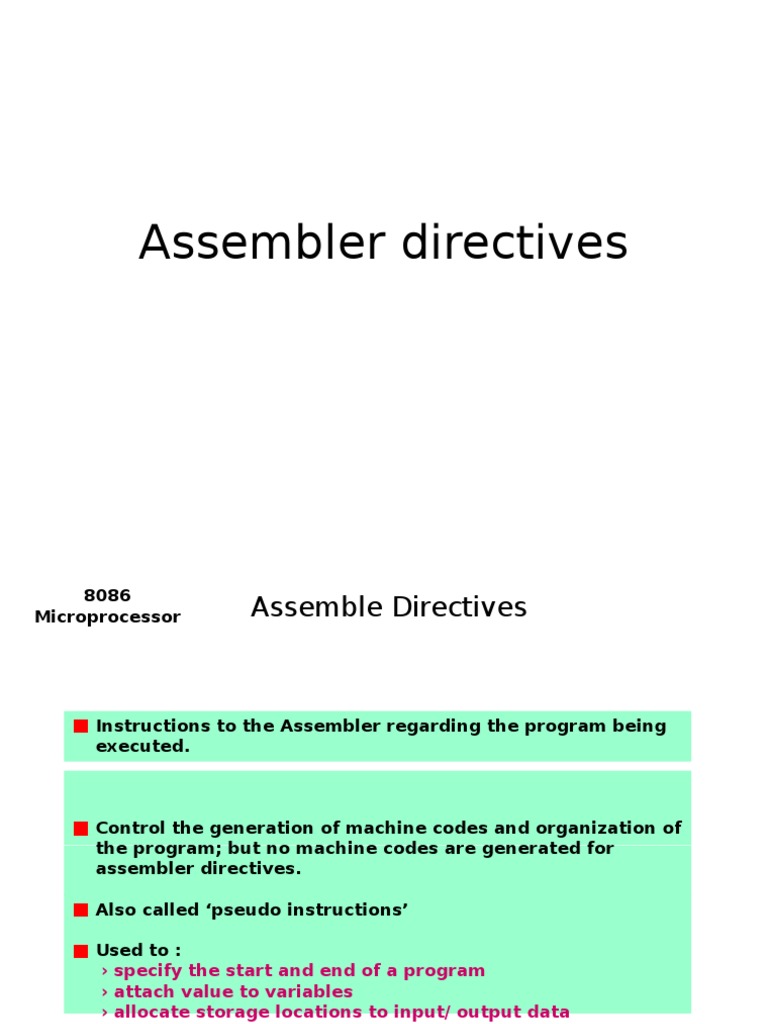 Assembler Directives Assembly Language String Science)