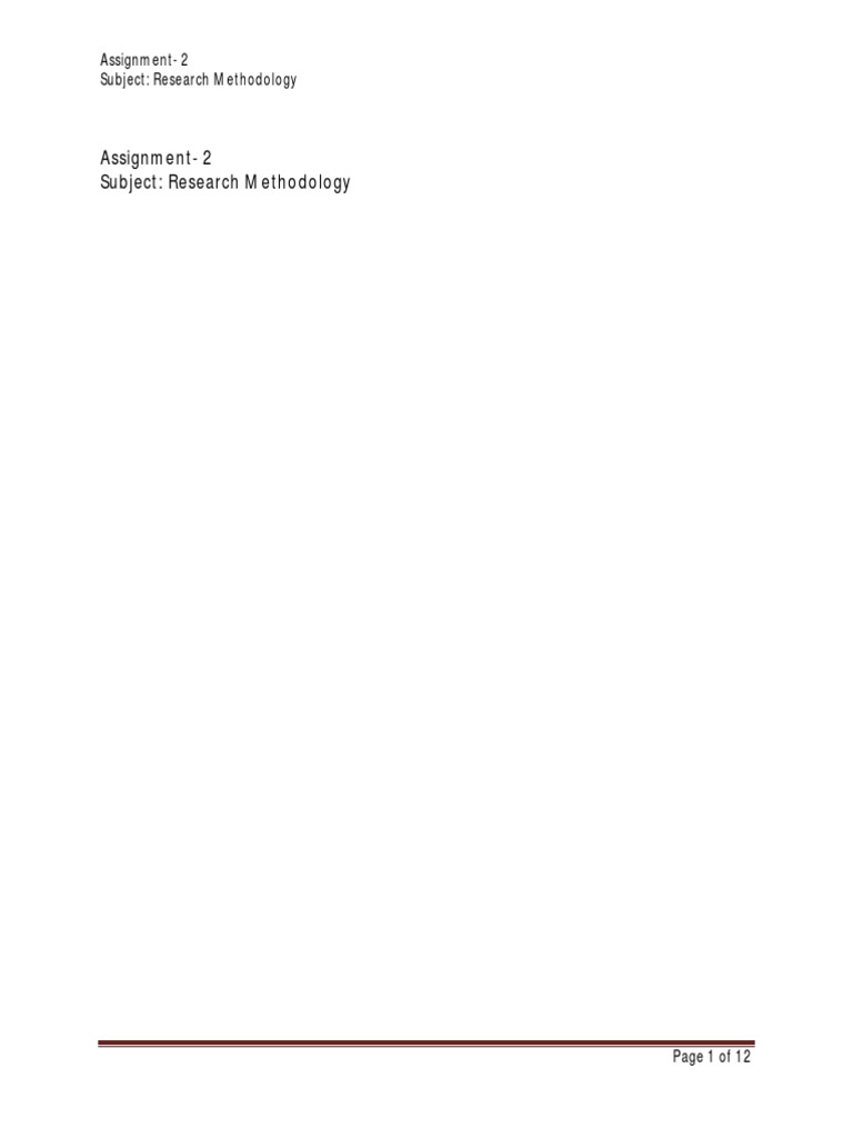 Assignment-2 Subject: Research Methodology | PDF