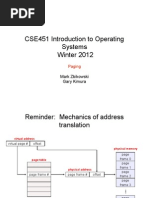 CSE451 Introduction To Operating Systems Winter 2012: Paging