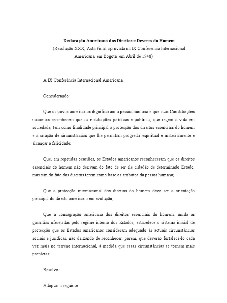 Declaração Americana Dos Direitos E Deveres Do Homem – Estrich Mobil