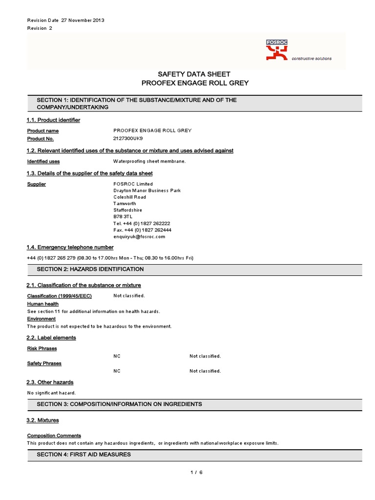 Construction Safety Data Sheet | PDF | Dangerous Goods | Toxicity