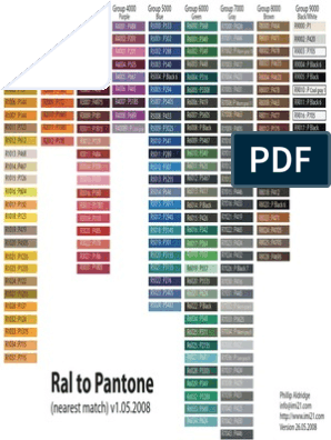 vertegenwoordiger Verzorger Streng Ral To Pantone: (Nearest Match) v1.05.2008 | PDF