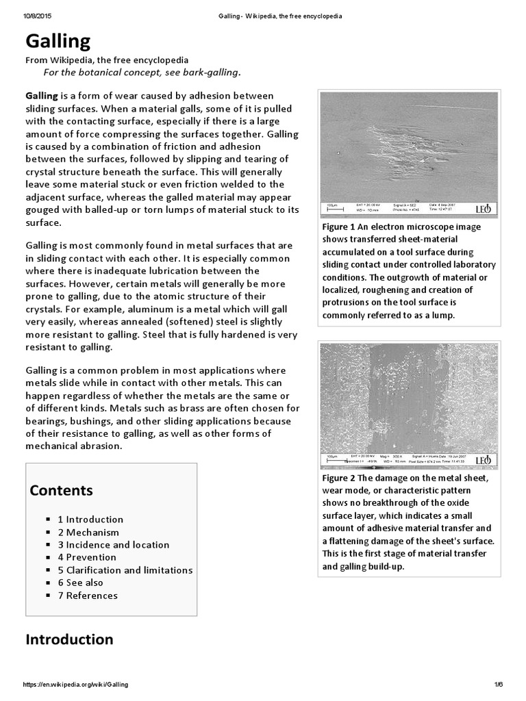 Galling Wikipedia, The Free Encyclopedia Wear Chemical Product