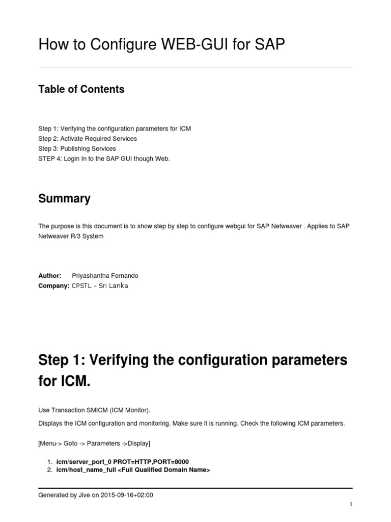 Configuring SAP Web GUI Access | PDF