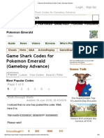 Pokemon Emerald Game Shark Codes, Gameboy Advance