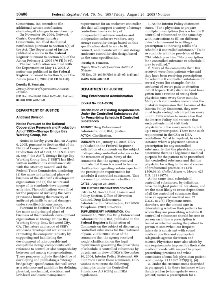 Notice Reports and Guidance Documents Availability, Etc. Dispensing