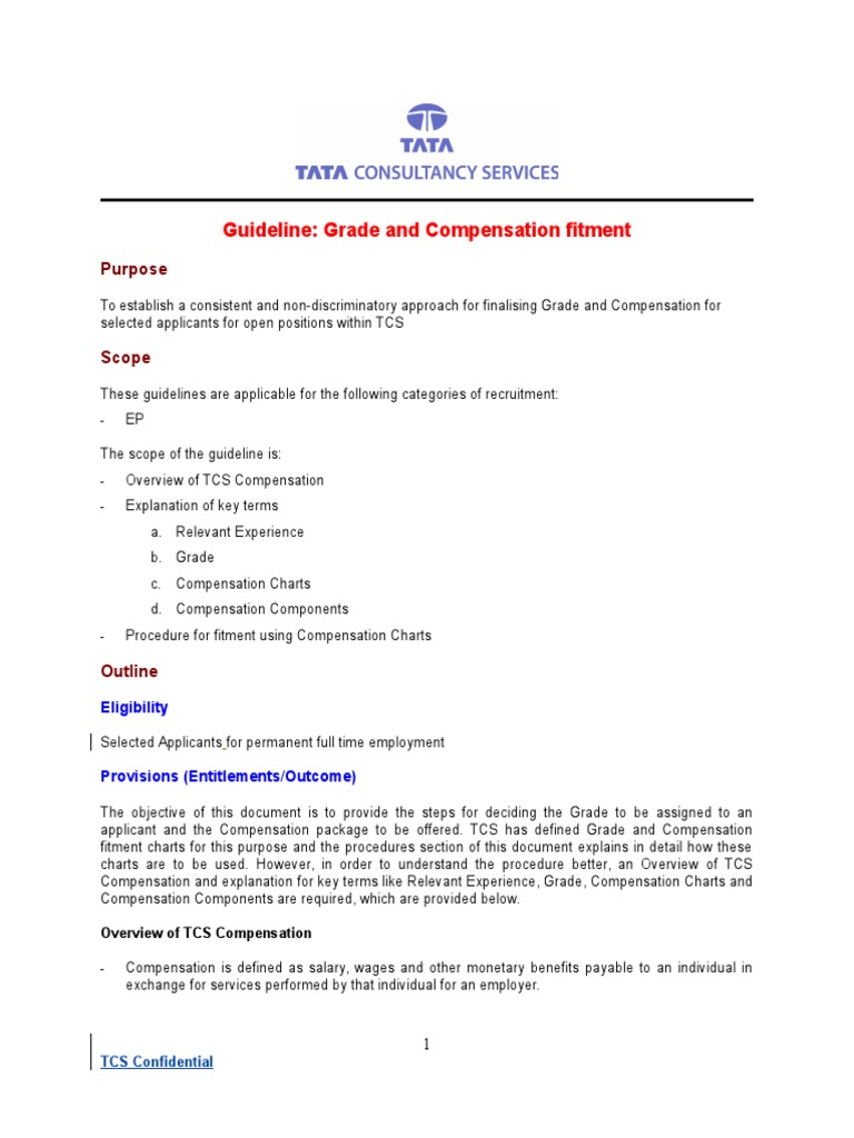 TCS Grade and Compensation Fitment Guide | PDF | Employment | Salary