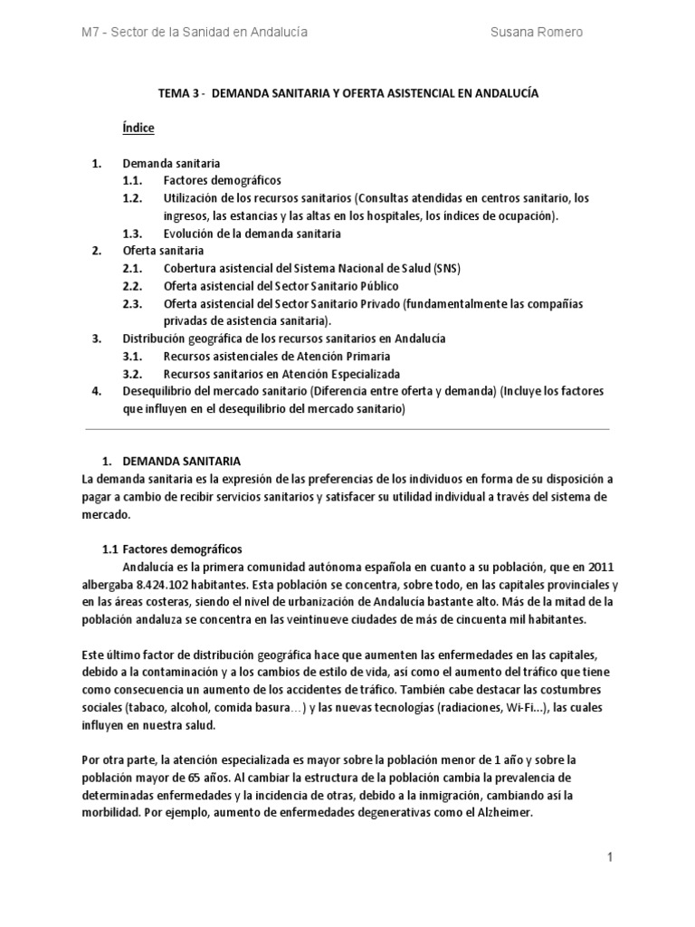 Demanda y oferta sanitaria en Andalucía | PDF | Hospital | Sistema de salud