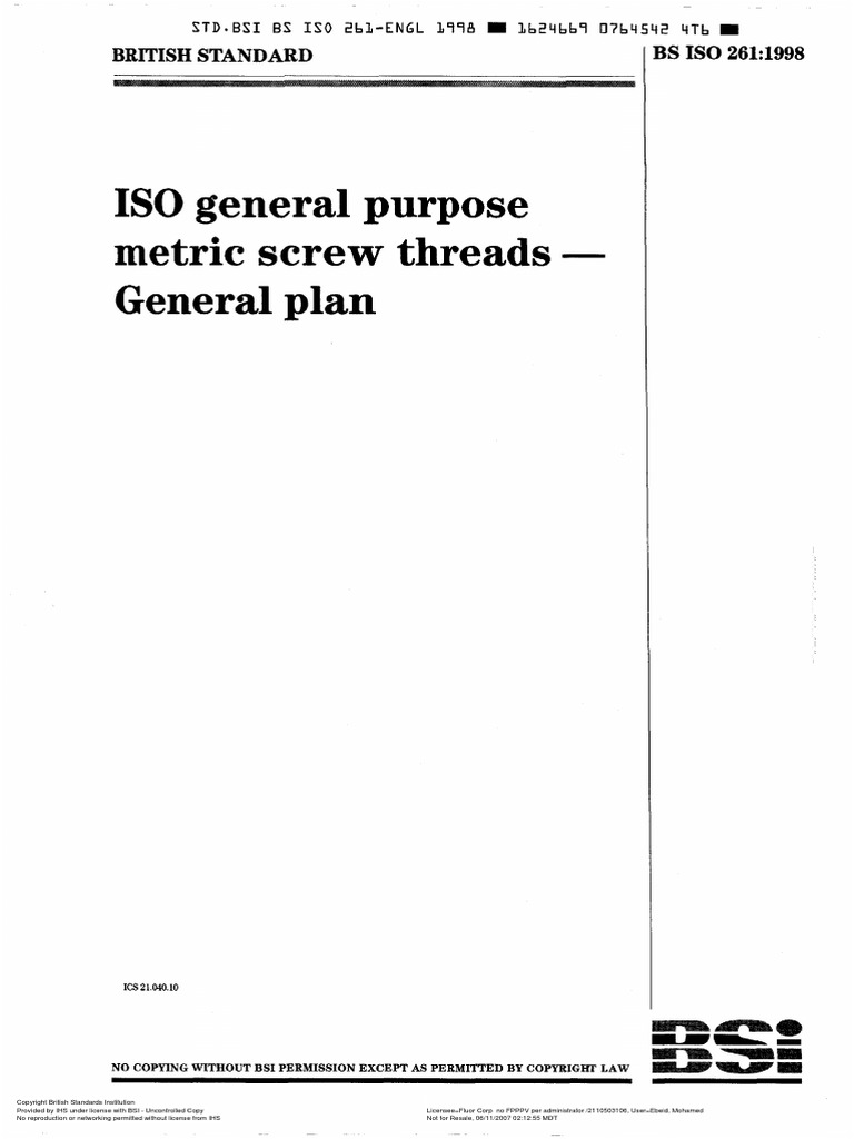 Iso 261 1998 Fastners | PDF | International Organization For ...