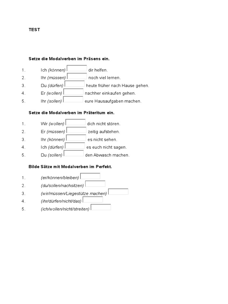 TEST Modalverben | PDF