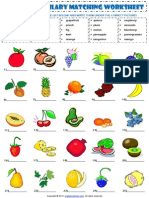 Food Fruit Vocabulary Matching Exercise Worksheet