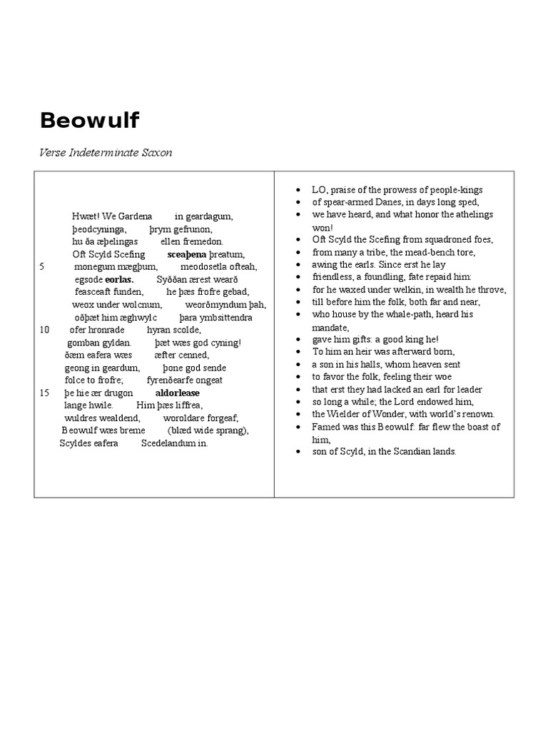 Beowulf: Verse Indeterminate Saxon | PDF | Religion & Spirituality | Poetry