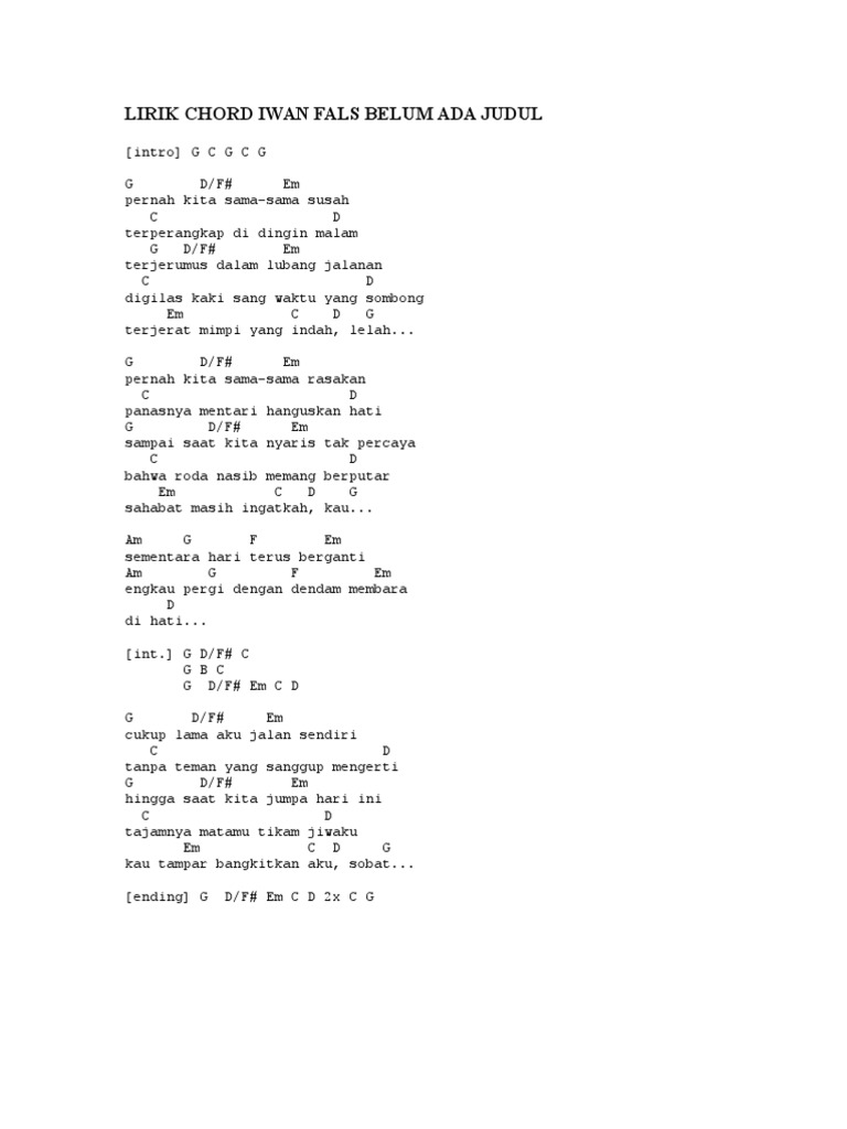 Lirik Chord Iwan Fals Belum Ada Judul