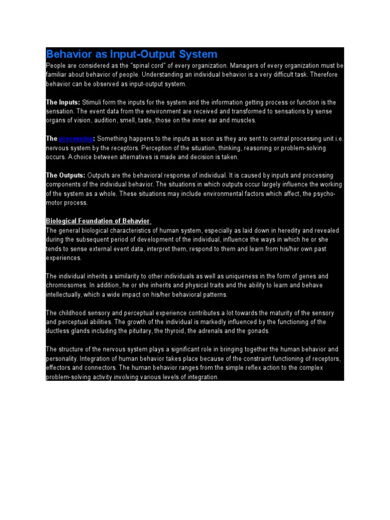 Behavior As Input | PDF | Career & Growth | Science & Mathematics