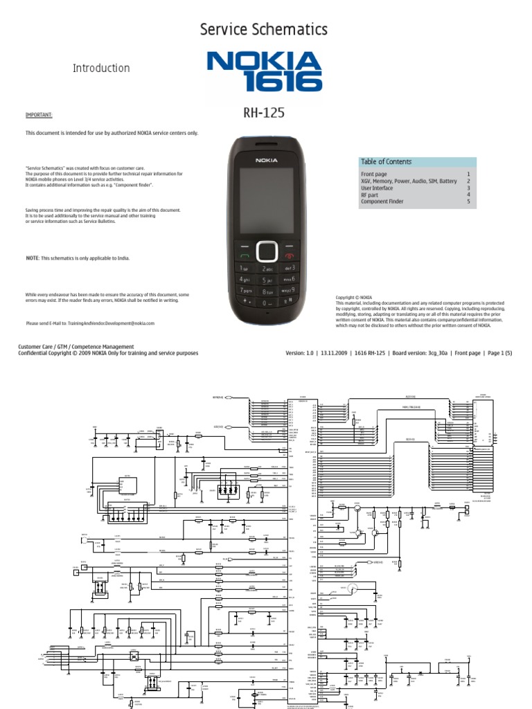 Nokia 1616 RH-125 Schematics v1 | PDF | Intellectual Works ...