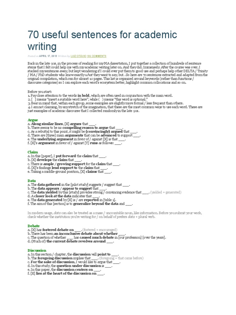 Examples Of Academic Sentences – YTNC