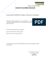 Certificado de Alumno Regular