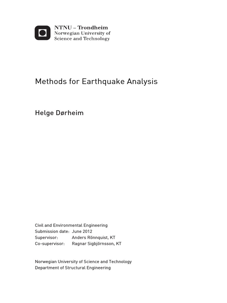 Methods For Earthquake Analysis | PDF | Normal Mode | Numerical Analysis