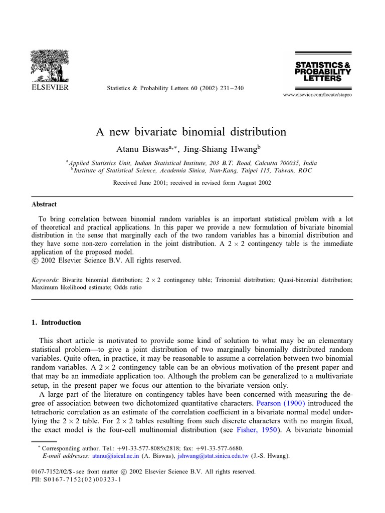 New Bivariate Binomial Distribution | PDF | Probability Distribution ...