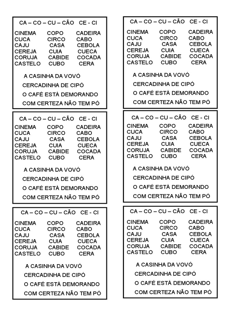 Ficha de Leitura Letra C | PDF