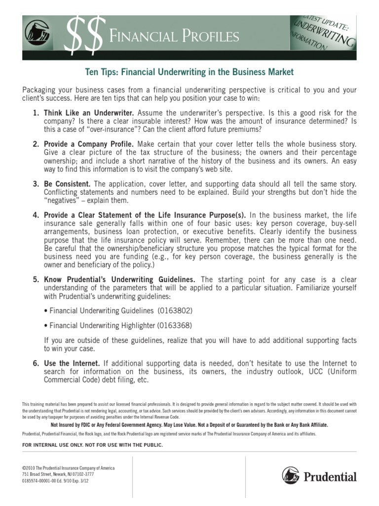 10 Tips Financial Underwriting Underwriting Life