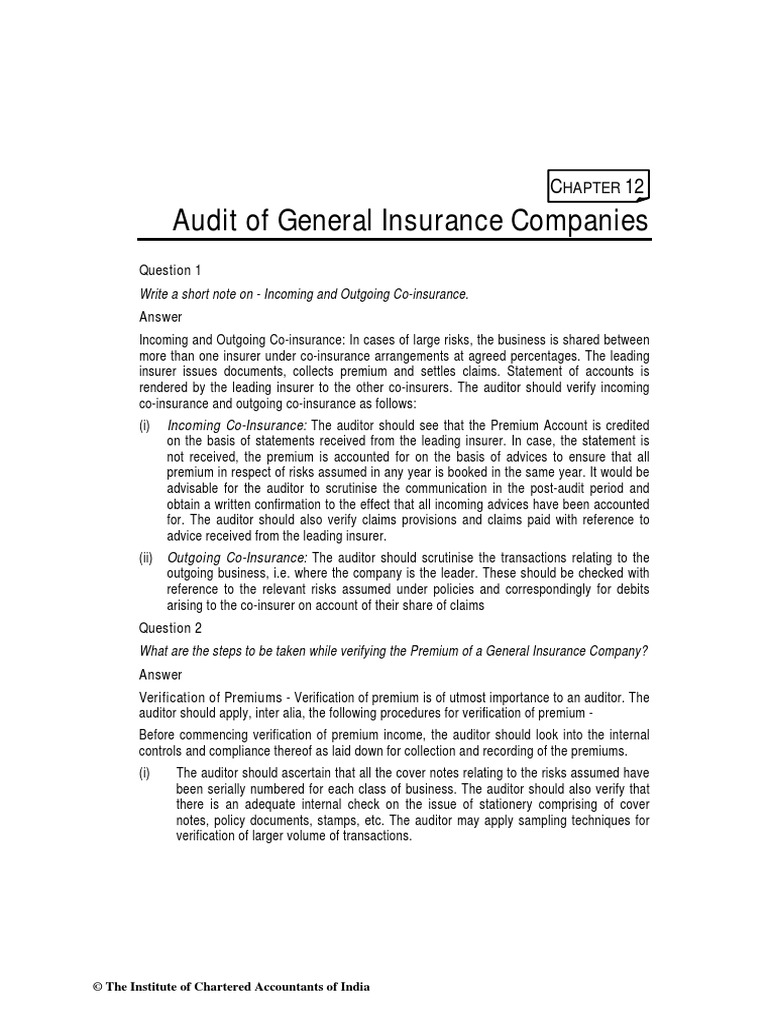 Audit Procedures for General Insurance | PDF | Reinsurance | Insurance