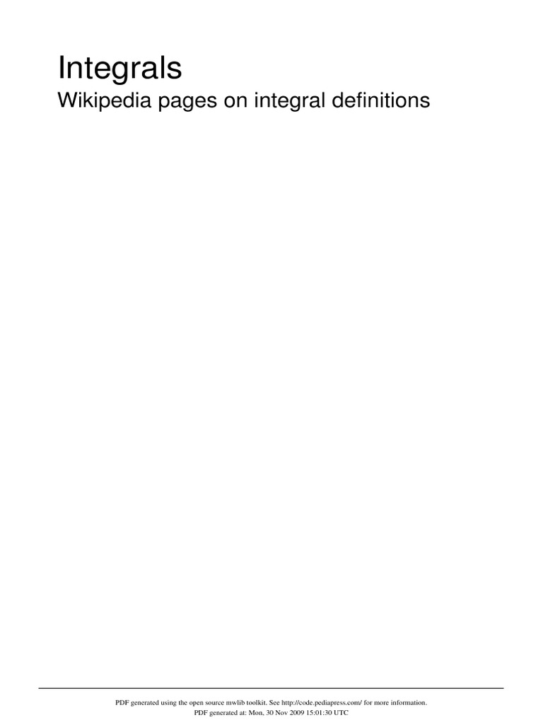 Integrals-Wikipedia Pages On Integral Definitions | PDF | Lebesgue ...