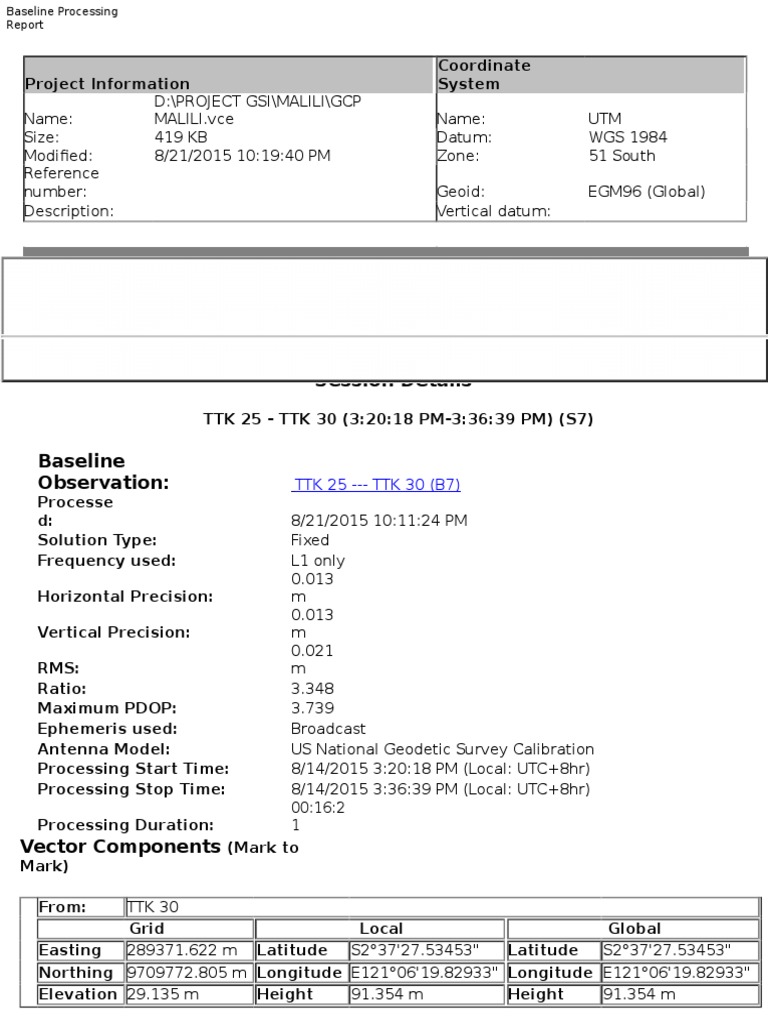 Baseline Processing Report Summary | PDF