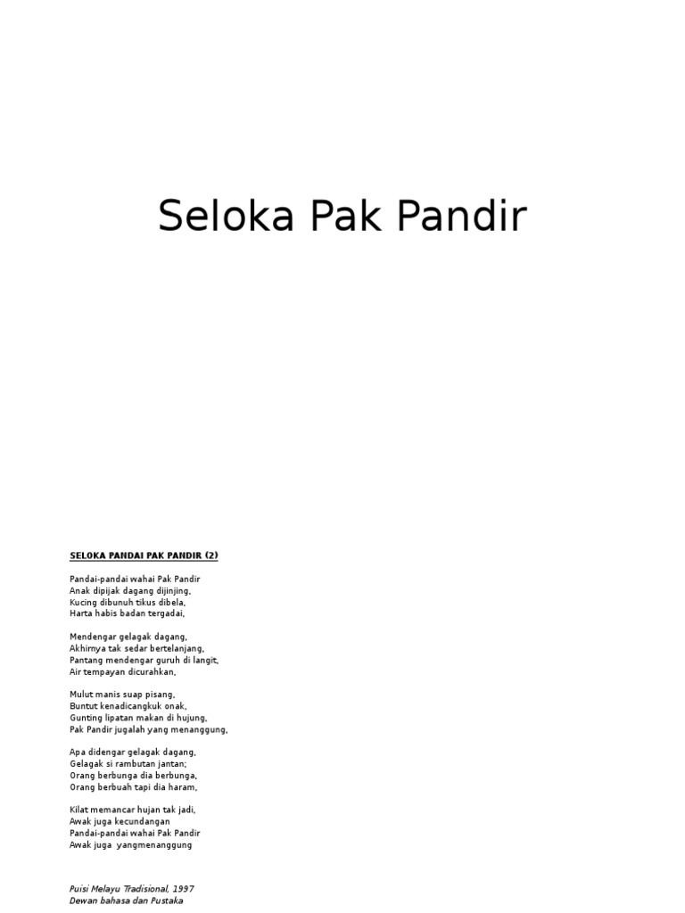 Seloka Pak Pandir Pdf