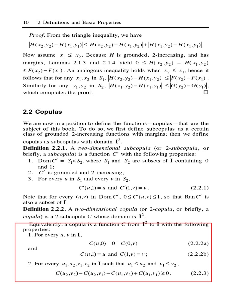 Definitions and Properties of Copulas | PDF | Continuous Function ...