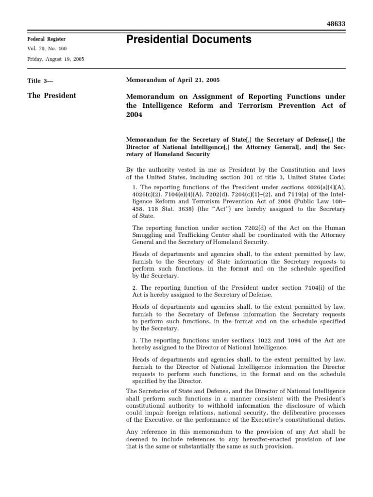 Presidential Documents | PDF | Homeland Security | U.S. State