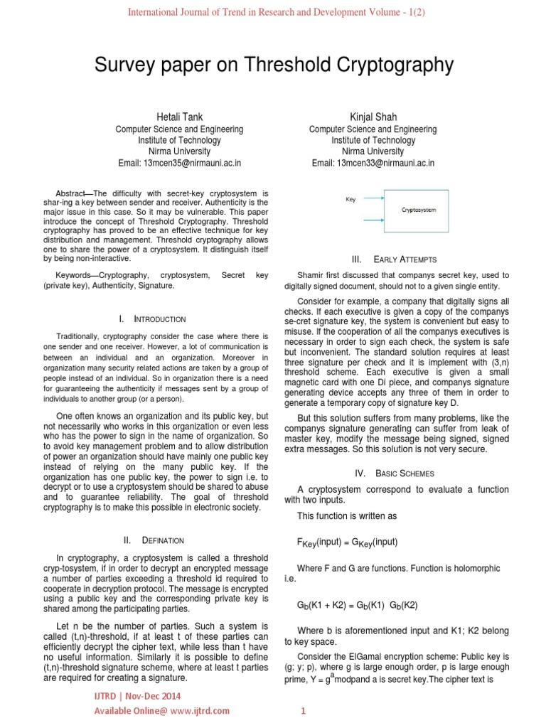 technical research paper on cryptography